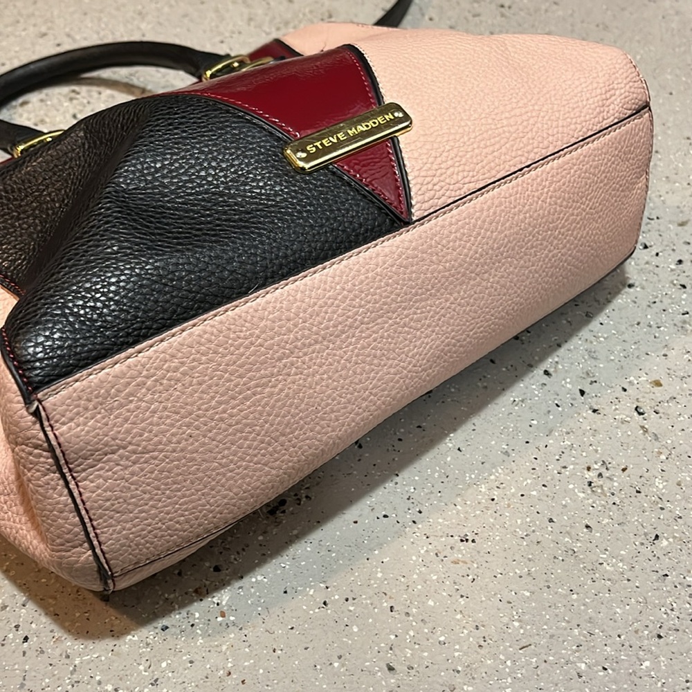 STEVE MADDEN COLORBLOCK CROSSBODY SATCHEL BAG BLACK PINK RED - Picture 13 of 16